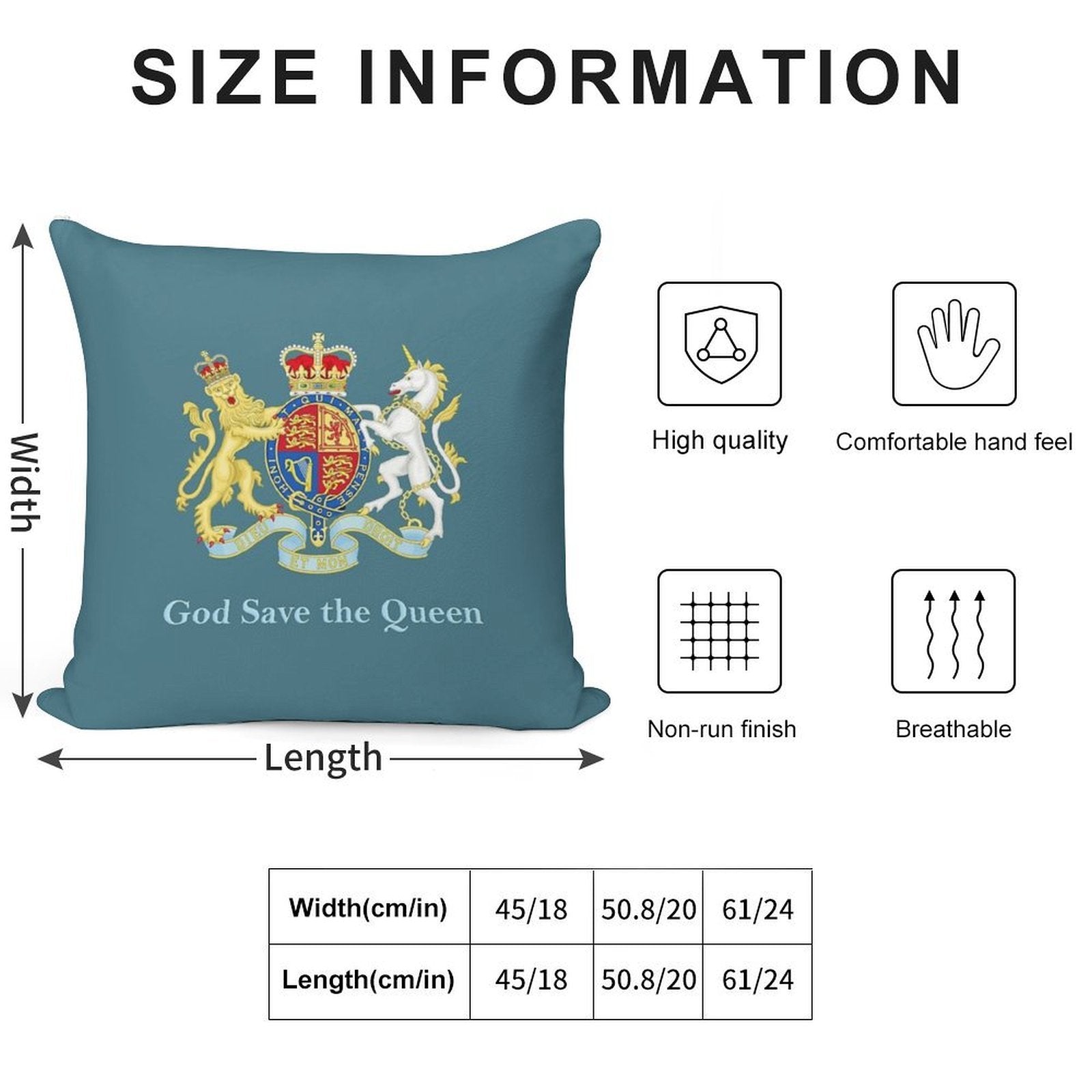 Royal Coat of Arms, Queen Elizabeth, British Monarchy Soft Gift Ready Throw Pillow