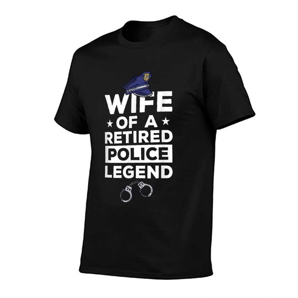 Wife Of A Retired Police Legend Funny Retirement  Fade-proof Color T-Shirt