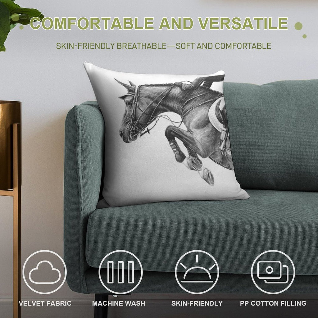 Flick - Showjumping Horse Soft Style Accent Throw Pillow