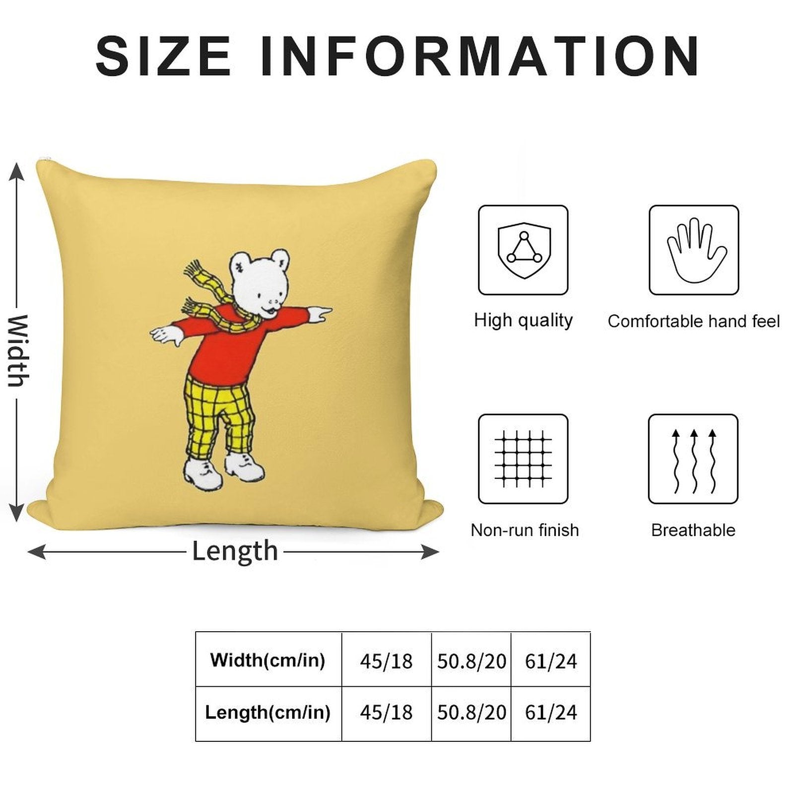 Rupert Bear Soft Reinforced Edging Throw Pillow