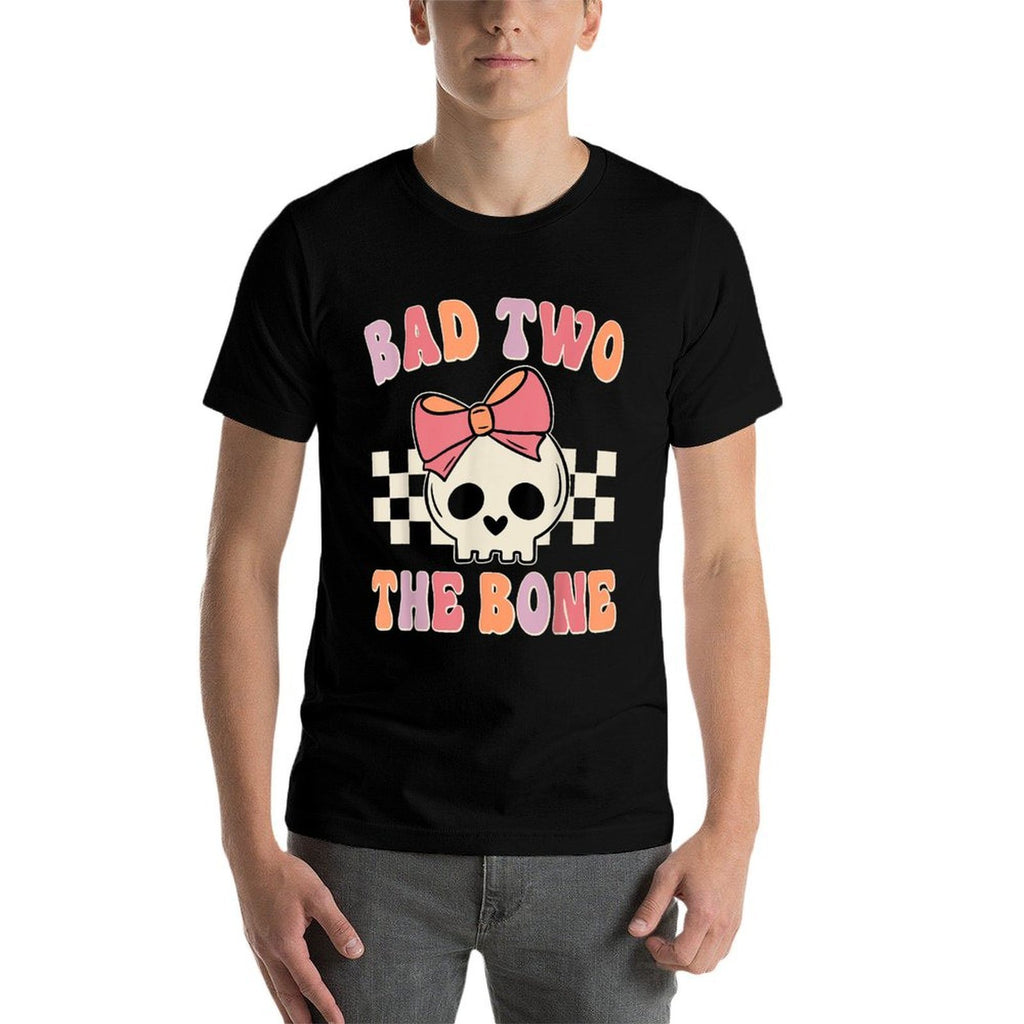 Bad Two The Bone 2nd Birthday 2 Years Old Kid Girl  Heathered Texture T-Shirt
