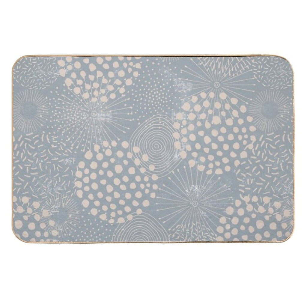 Blue  Abstract Geometric Repeat Pattern  Toxin-Free Bath Mat
