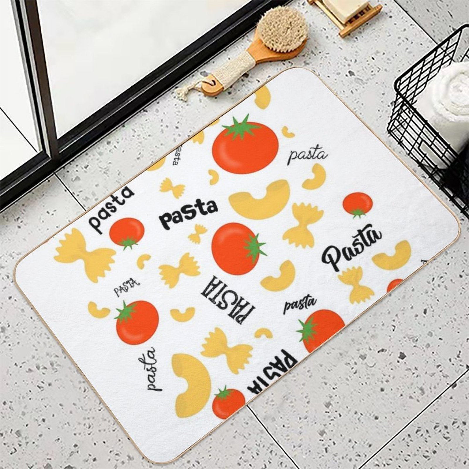 Pasta Macaroni Tomato Italy Italian  Anti-Trip Bath Mat