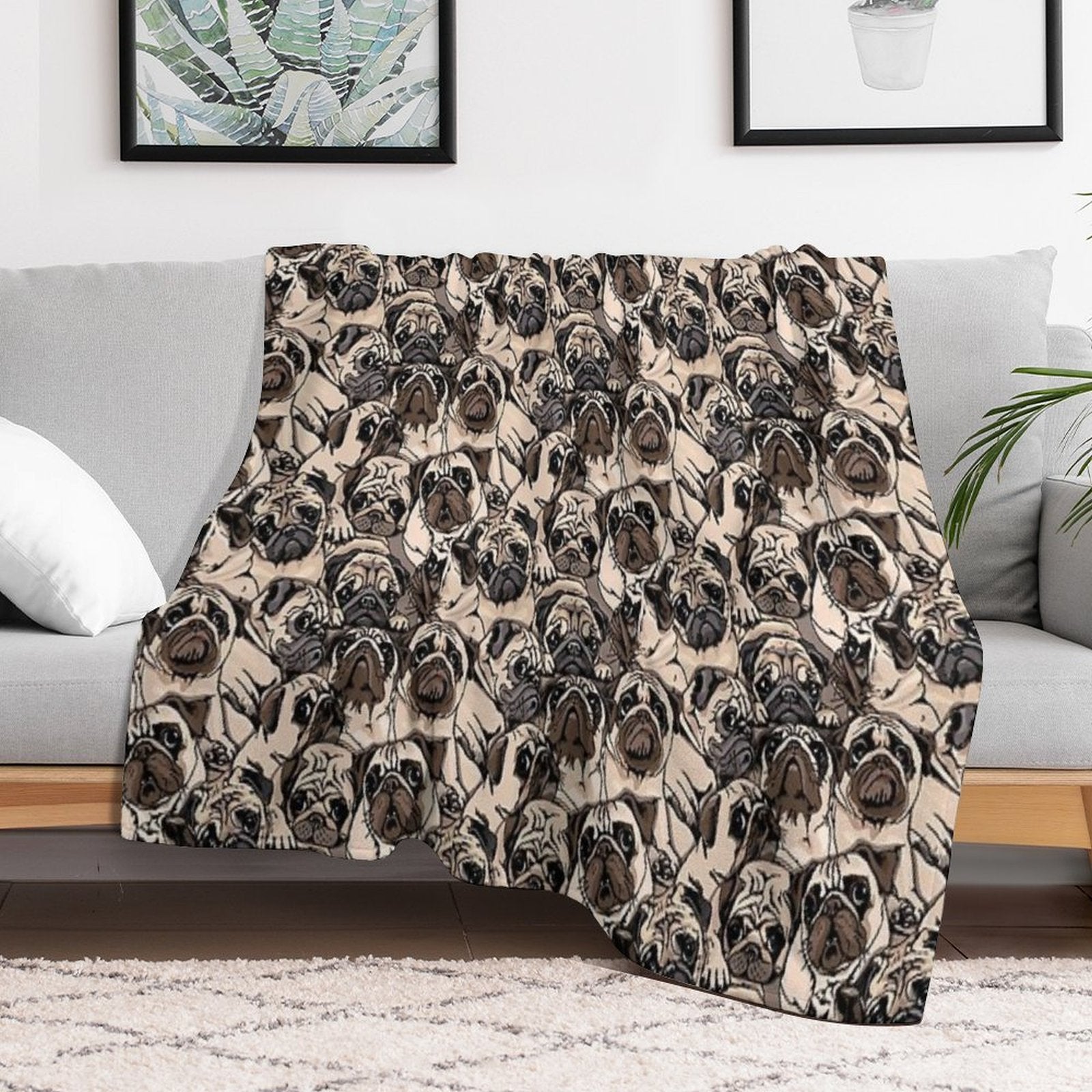 Cute Pug Dog For Pug Mom, Pug Dad, Pug Lovers Comfort Throw Blanket