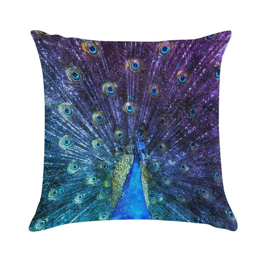 Watercolor Peacock in Purple Soft Warmth Comfort Throw Pillow