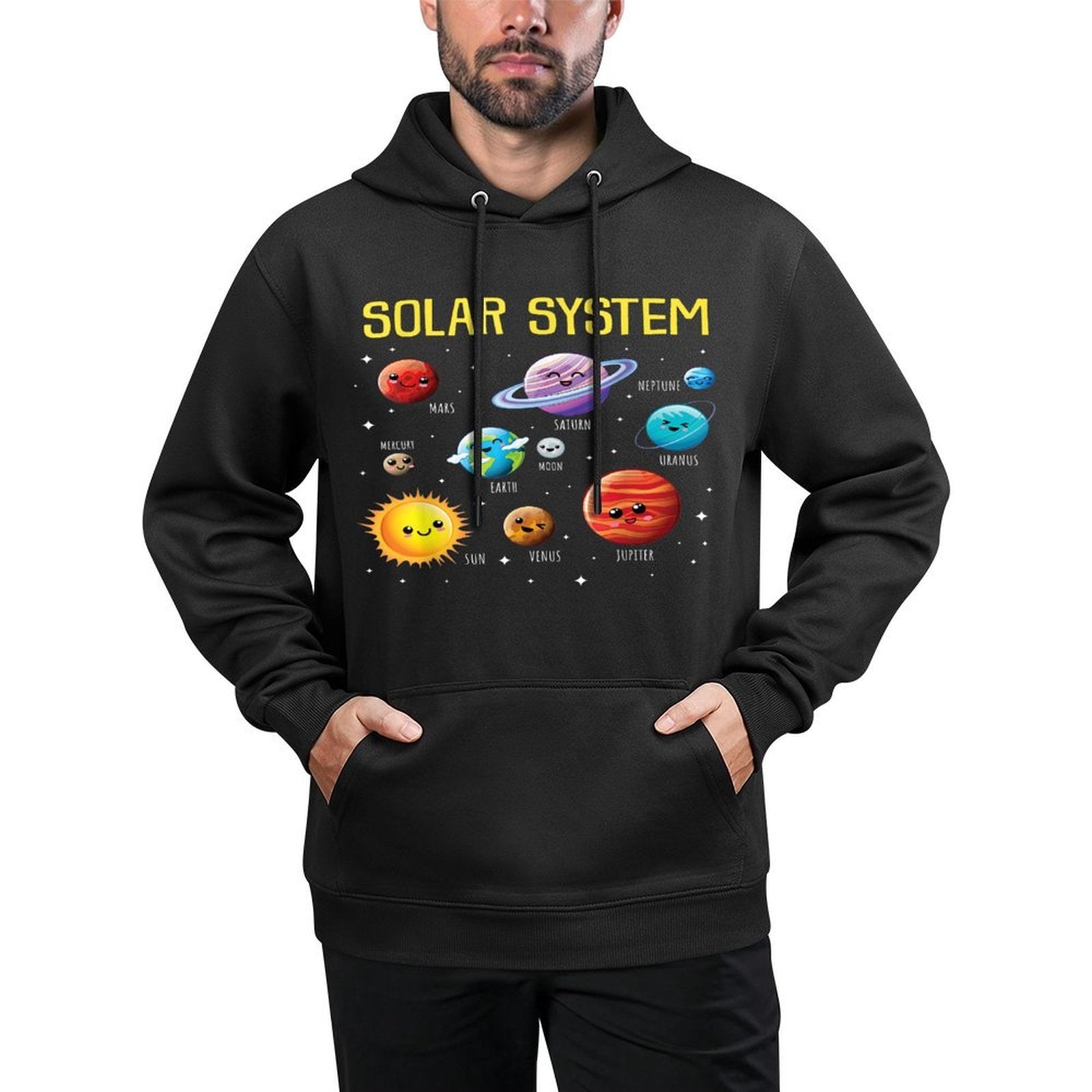 Solar System Colorful Space Planets Educational Kids Pilling-Resistant Hoodie