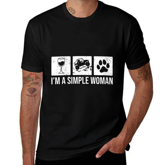 Womens Im A Simple Woman - Wine UTV  Dogs, SxS Side-By-Side Comfortable T-Shirt