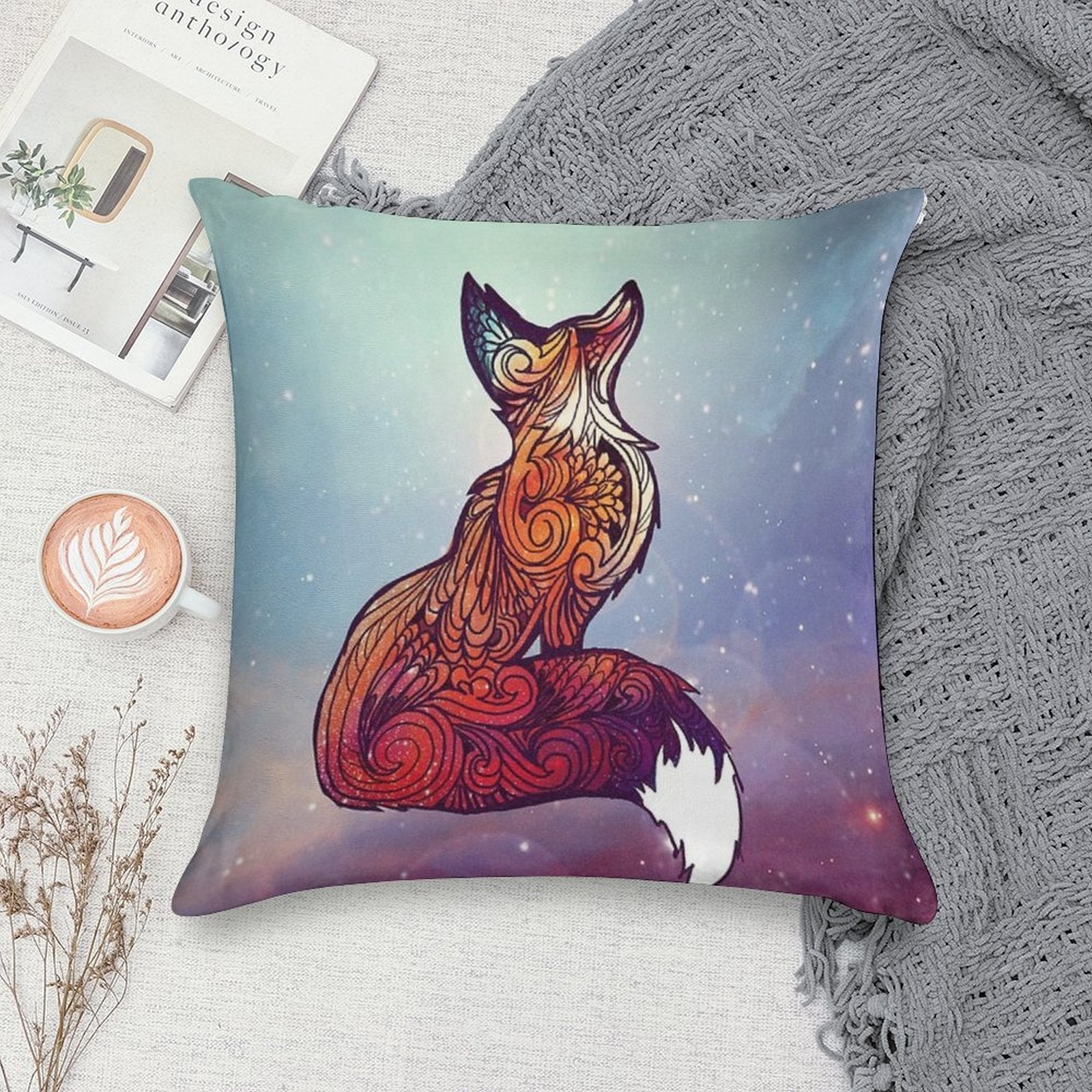 Space Fox Soft Reinforced Edging Throw Pillow