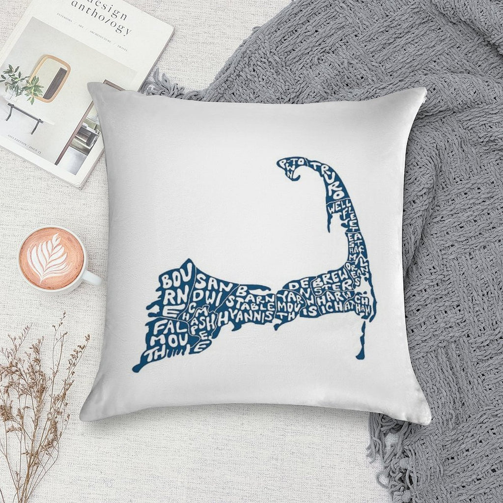 Hand Drawn Cape Cod Map Soft Luxury Feel Throw Pillow