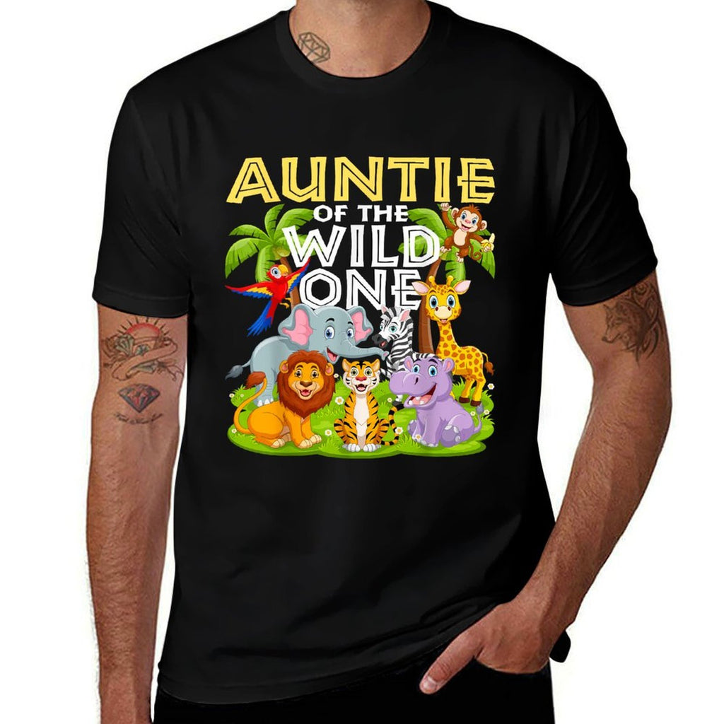 Auntie Of The Wild One 1st Birthday Zoo Animal Safari Jungle  Durable T-Shirt