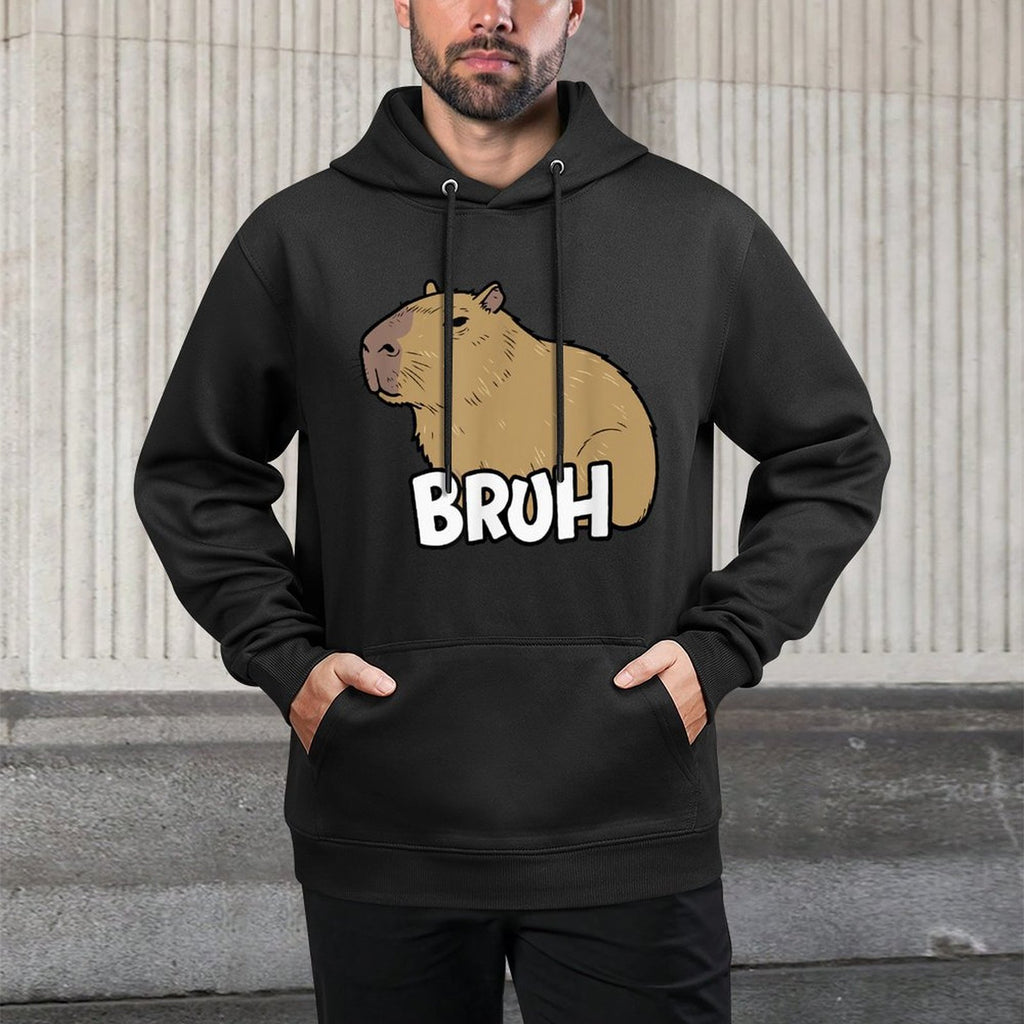Capybara Meme Saying Bruh With Capybara Boys Girlsns Machine Washable Hoodie