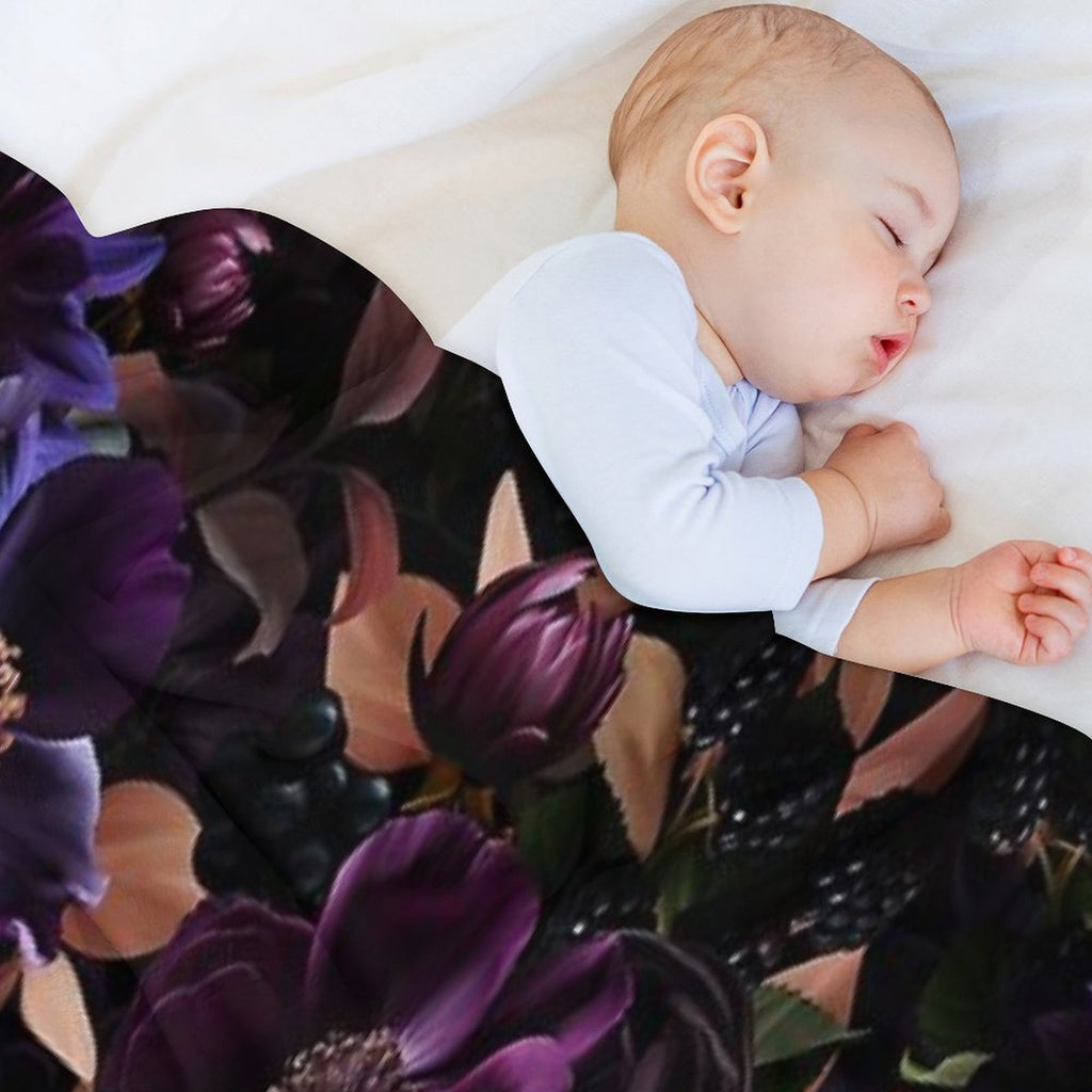 Mystic Moody Dark Florals Nightgarden Compact Throw Blanket