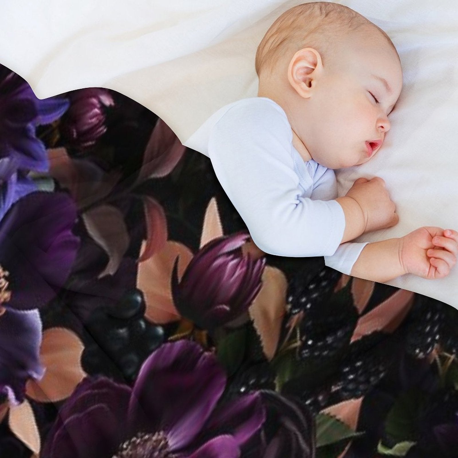 Mystic Moody Dark Florals Nightgarden Compact Throw Blanket