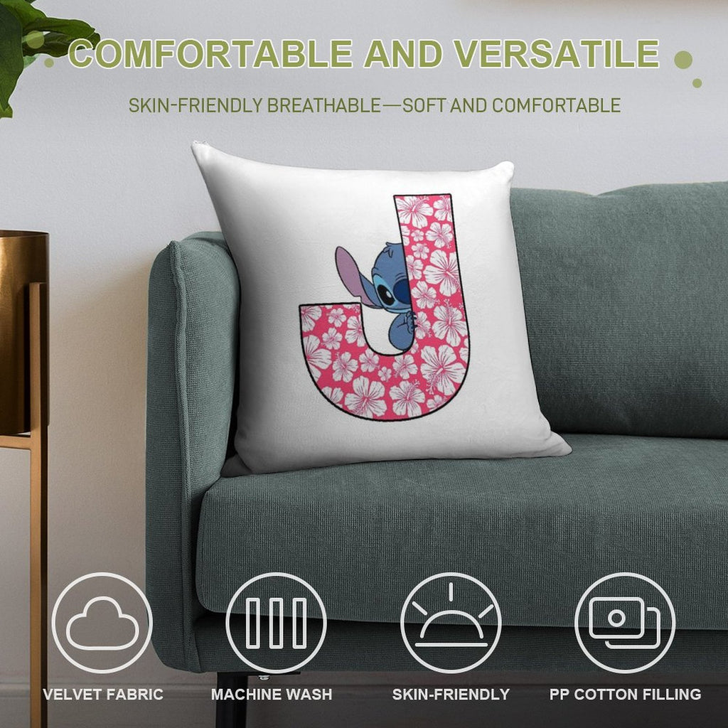 Lilo & Stitch Letter J Soft Anti-Pilling Throw Pillow