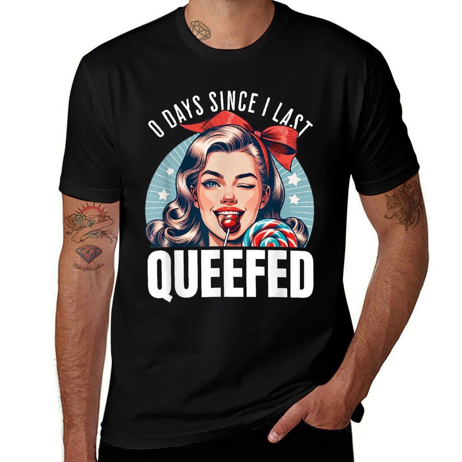0 Days Since I Last Queefed Queefing Queef Embarrassing  Ribbed Collar T-Shirt