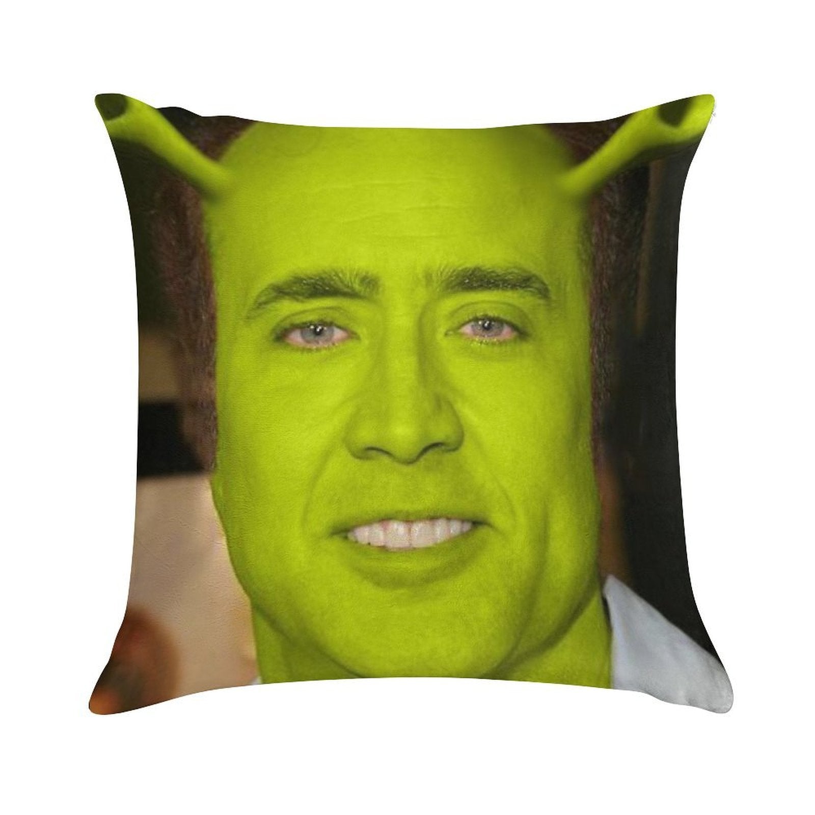 Nicolas Cage As Shrek Soft Anti-Pilling Throw Pillow