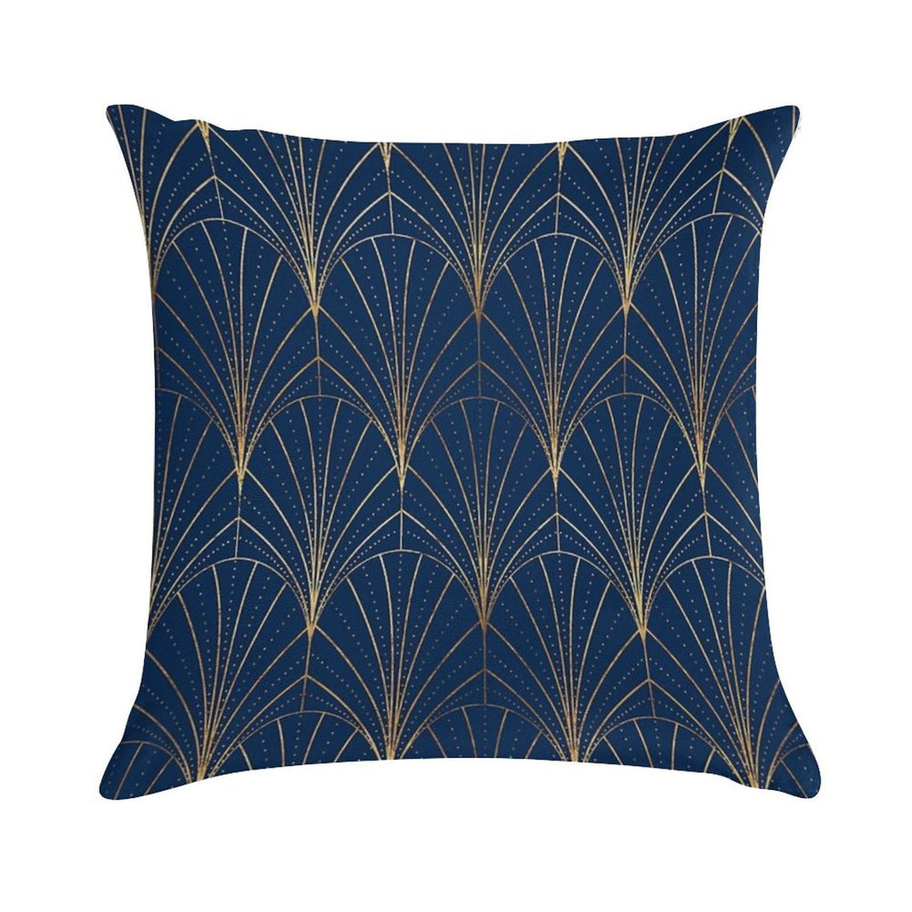 Art Deco Waterfalls  Navy Blue Soft Skin-Friendly Throw Pillow