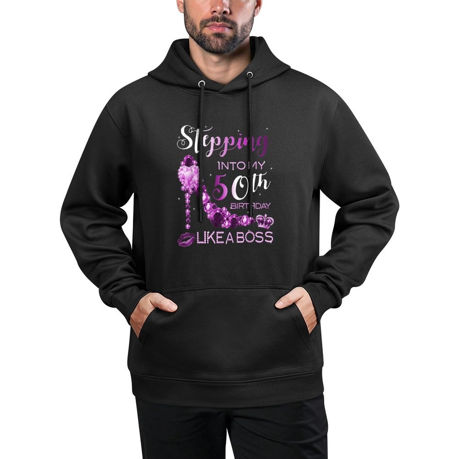 50th Birthday Women Amethyst Birthstone February Gift Kangaroo Pocket Hoodie