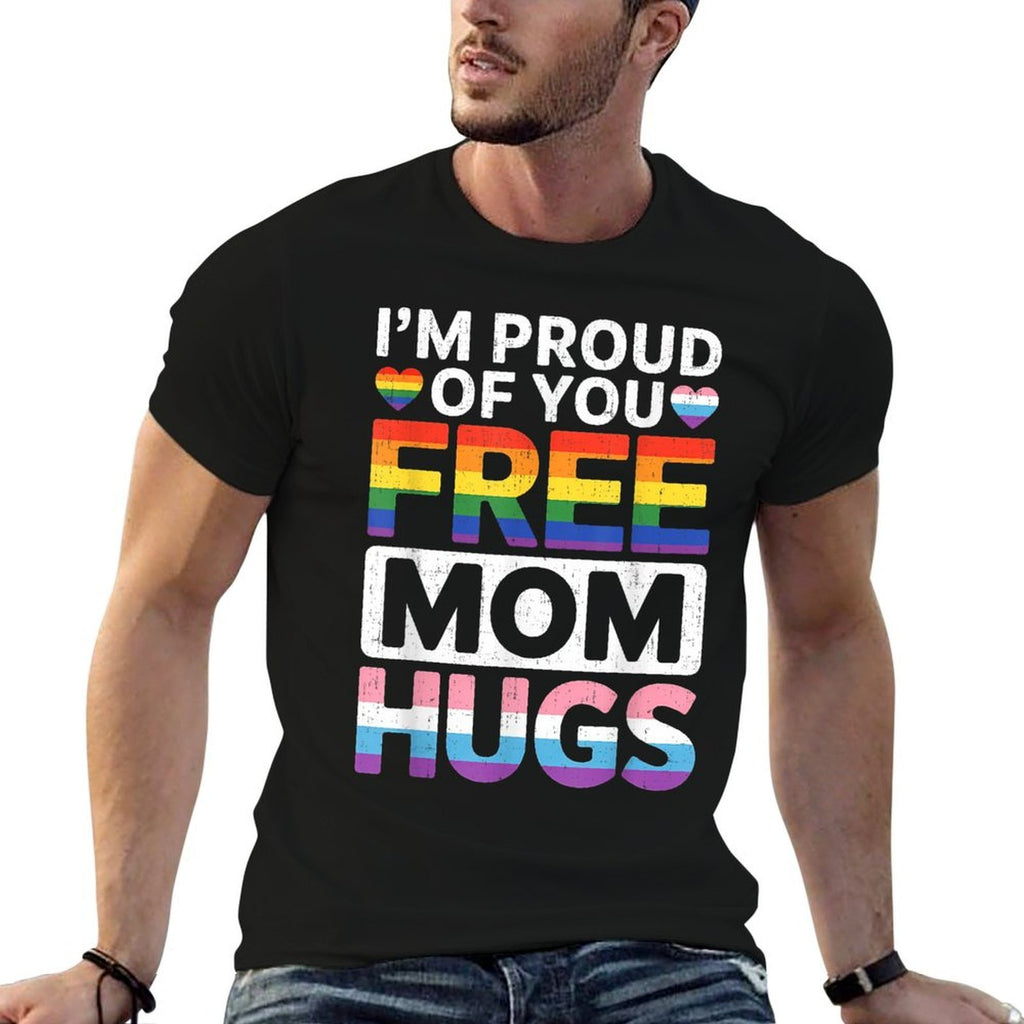 Rainbow Free Mom Hugs LGBTQ Pride Month Trendy LGBT Women  Wrinkle-resistant T-Shirt