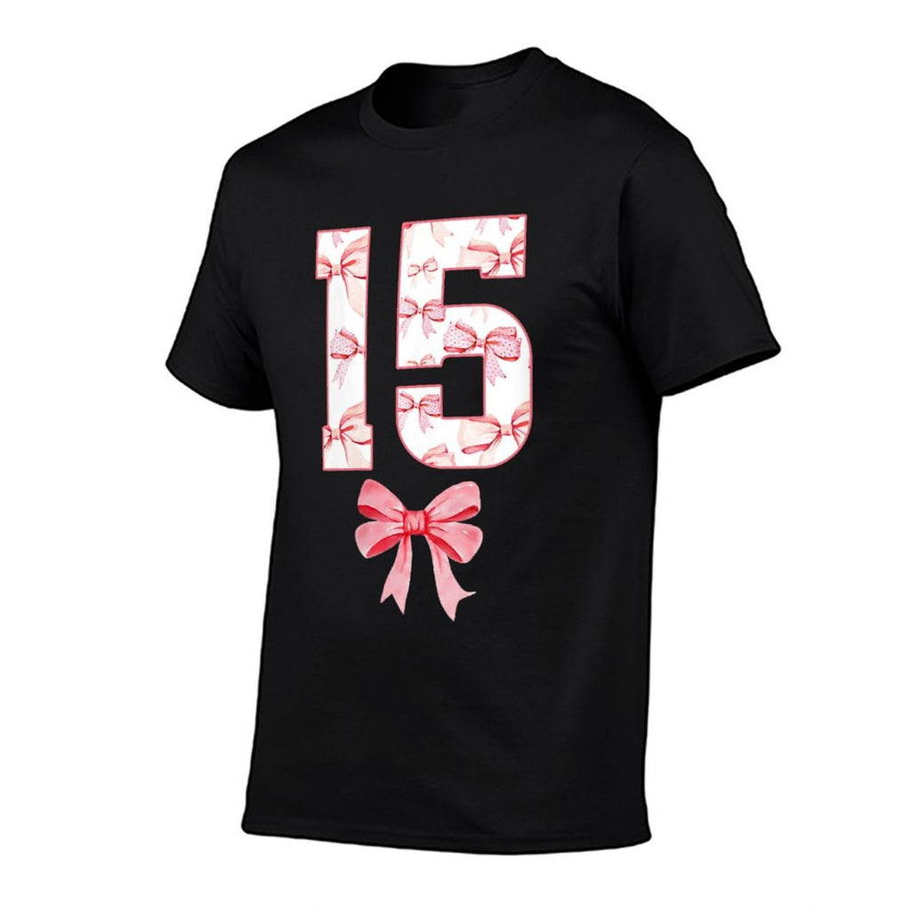 Womens 15th Coquette Birthday Party Fifteen Year Old Bow  Durable T-Shirt