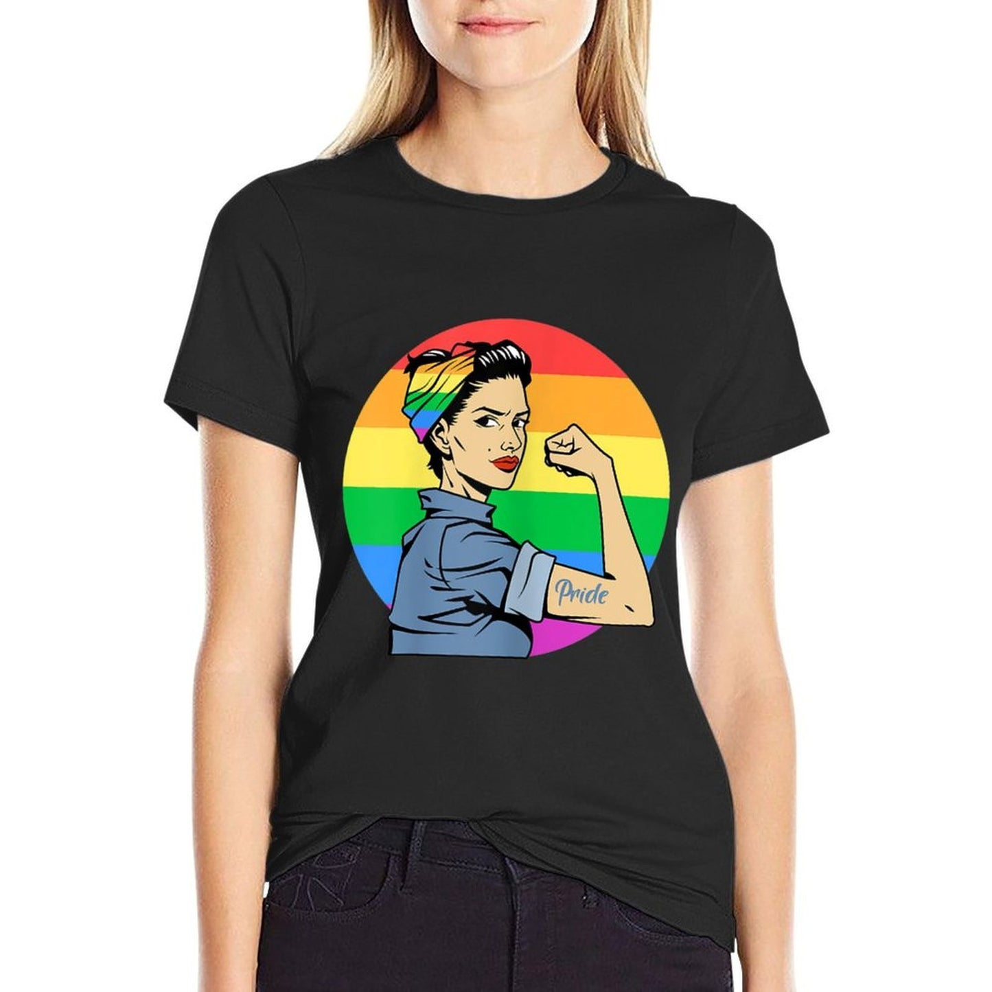 Womens LGBT Gay Lesbian Pride Feminist Rainbow Support  Versatile T-Shirt