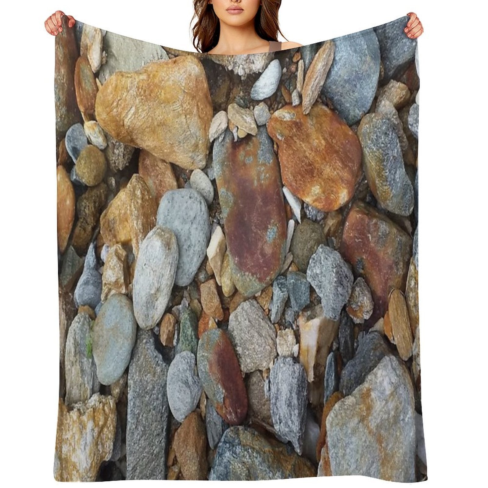 Natural River Stones, Mineral Rocks Versatility Throw Blanket