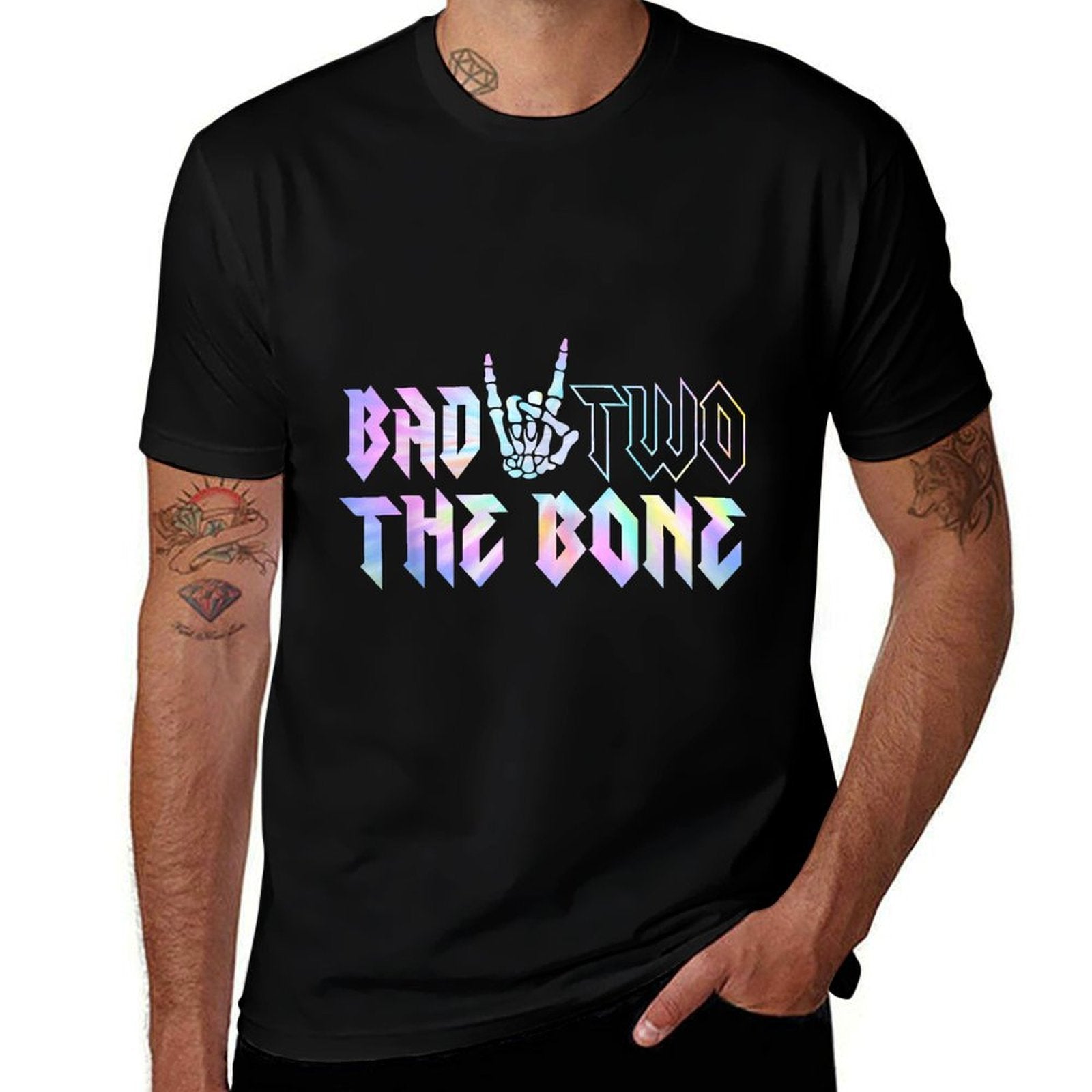 Bad Two The Bone Birthday 2 Years Old Birthday  Rolled Sleeves T-Shirt