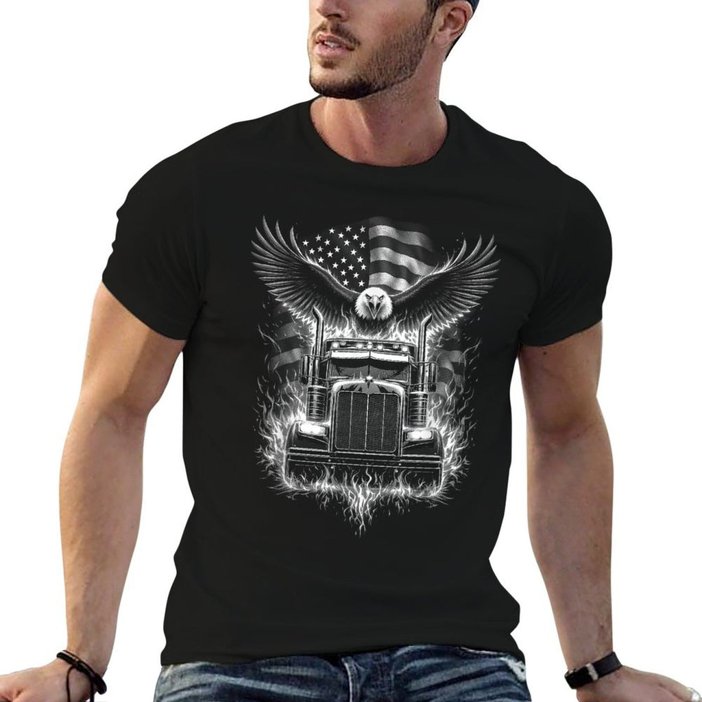 Trucker Patriotic American Semi Truck Driver Eagle  Vintage-inspired T-Shirt