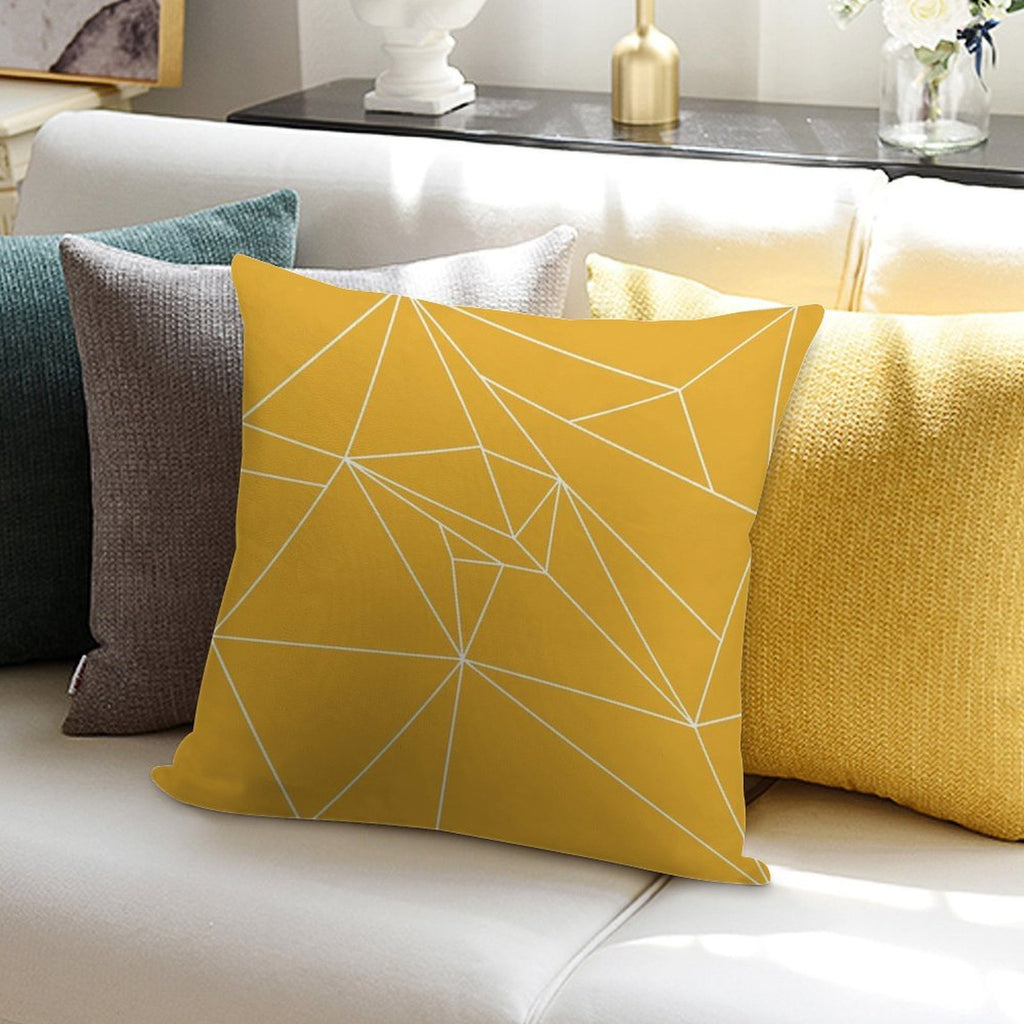 Yellow And White Geometric Lines Soft Anti-Pilling Throw Pillow
