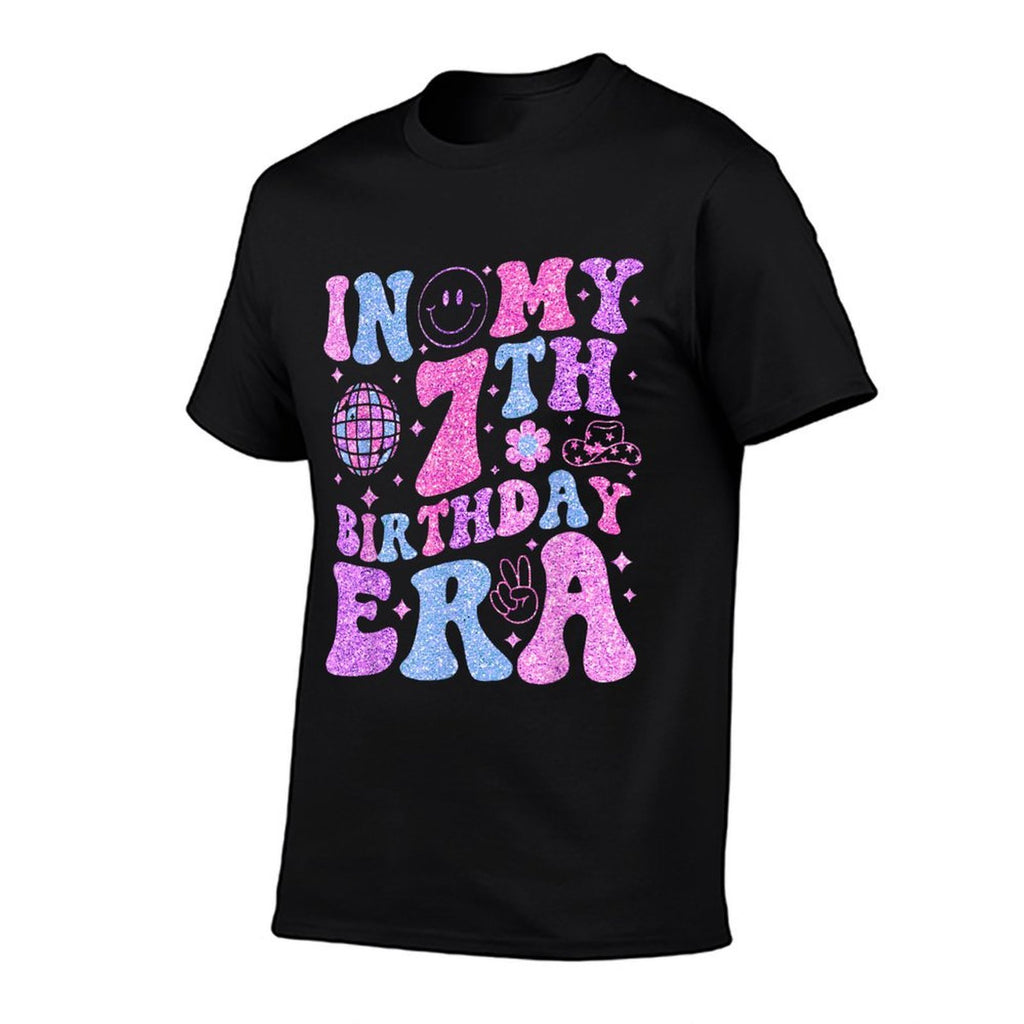 In My 7th Birthday Era 7 Year Old Birthday Retro Disco Bday  Versatile T-Shirt