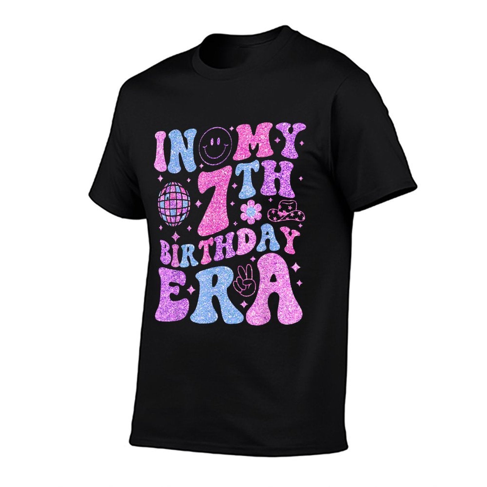 In My 7th Birthday Era 7 Year Old Birthday Retro Disco Bday  Versatile T-Shirt