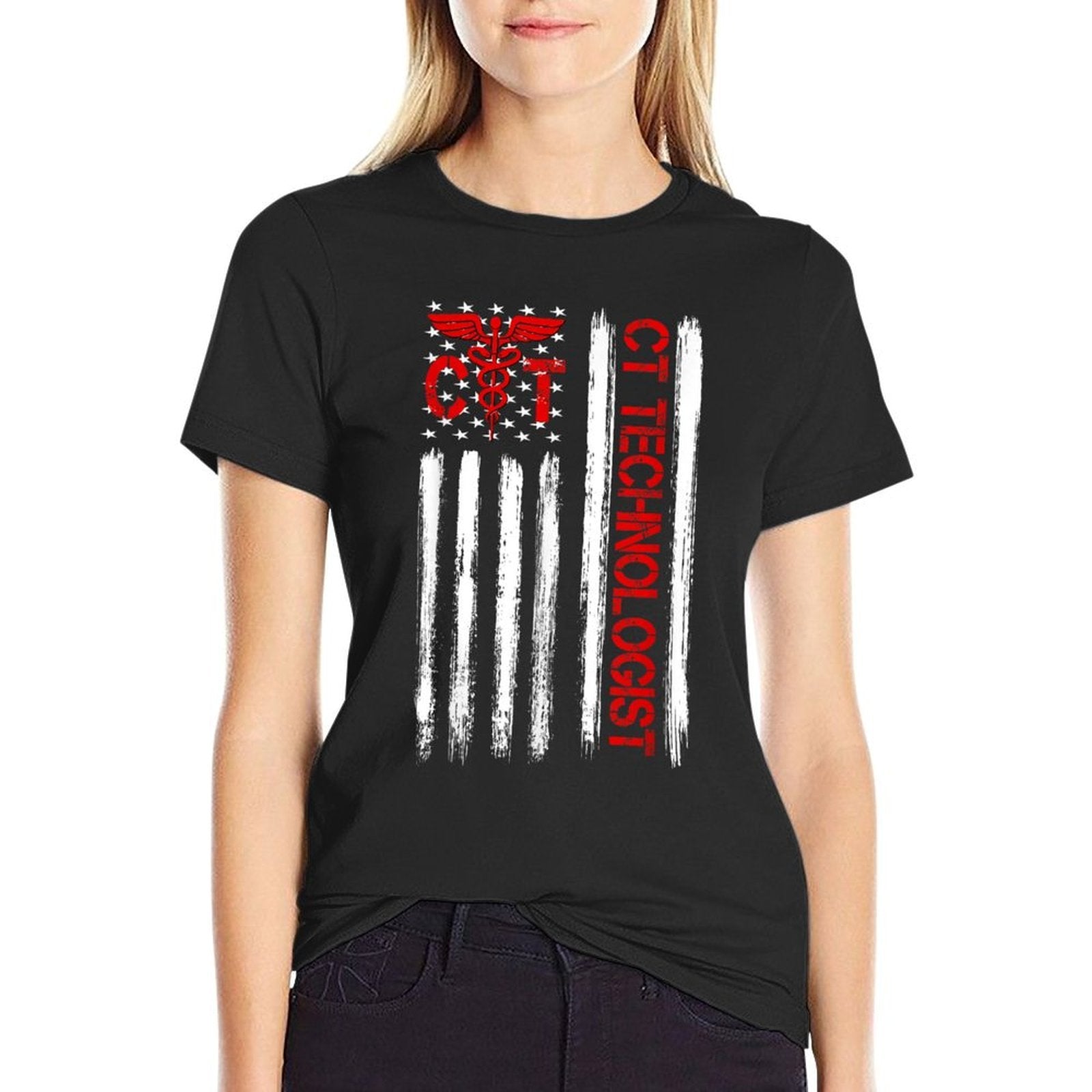 CT Scan Technologist American Patriotic Radiology Gift  Summer-ready Fabric T-Shirt