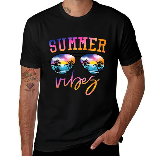 Summer Vibes Sunglasses With Palm Tree Funny Beach Life  Soft T-Shirt