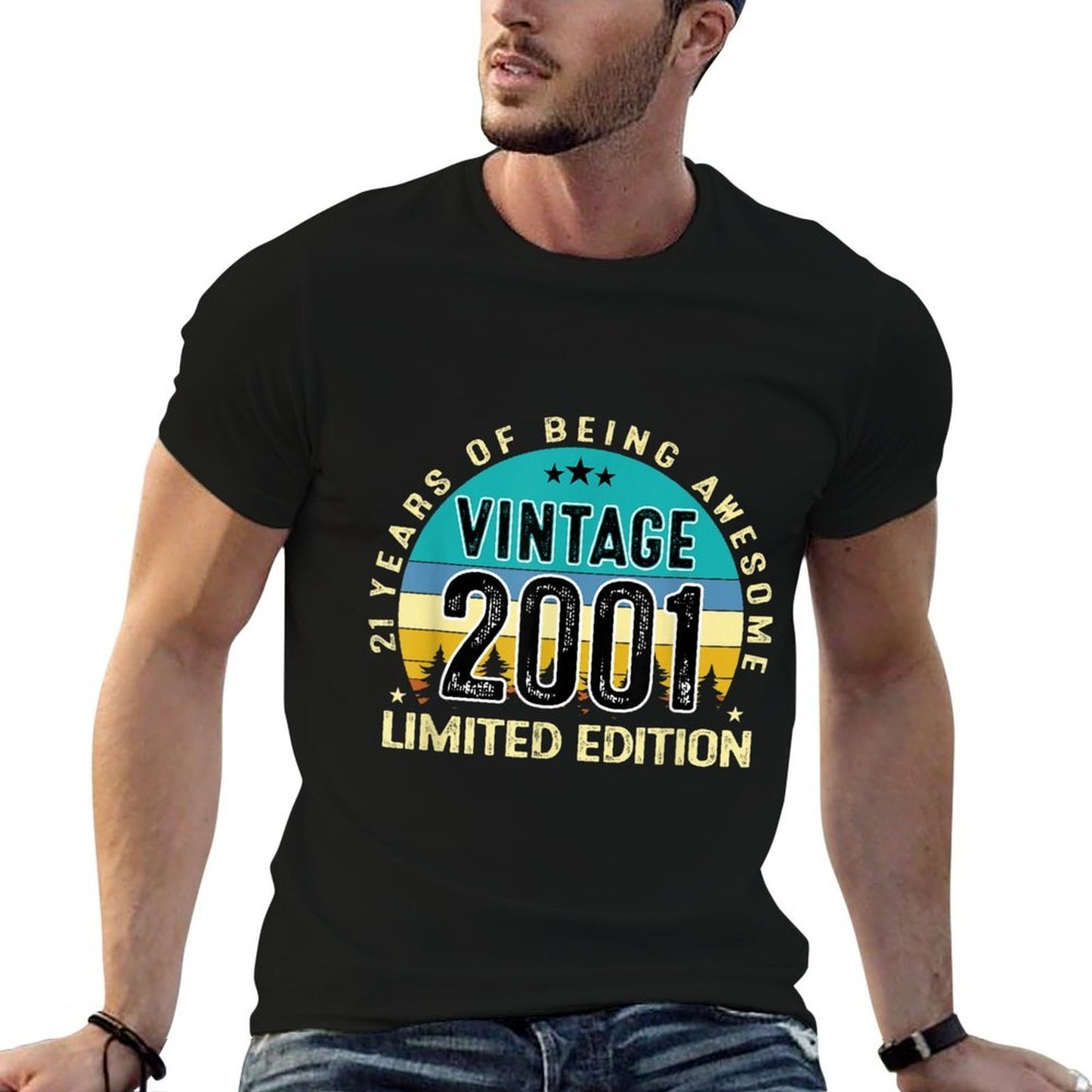 21 Year Old Gifts Vintage 2001 Limited Edition 21st Birthday  Oversized Silhouette T-Shirt
