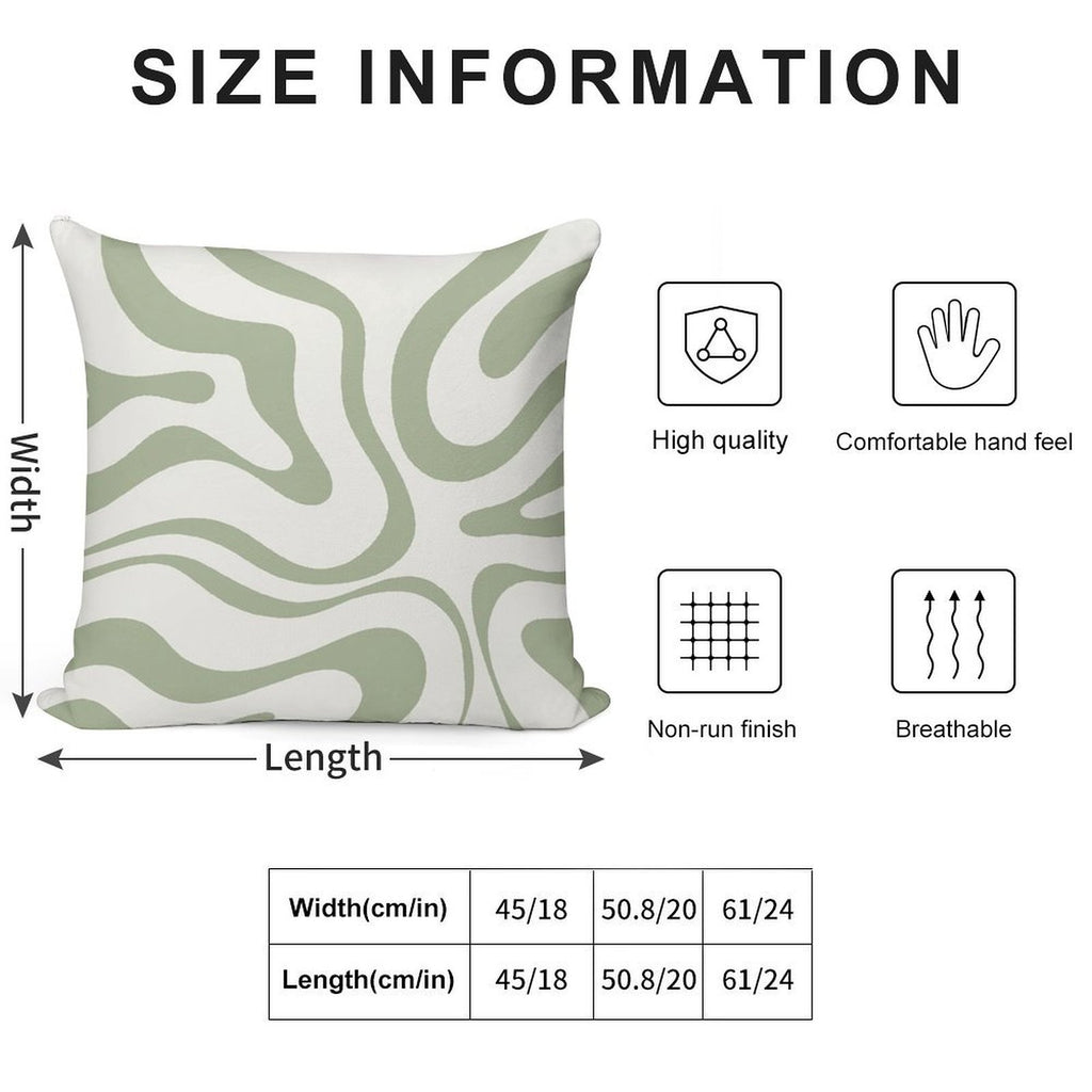 Modern Liquid Swirl Abstract Pattern in Sage Green Tones Soft Warmth Comfort Throw Pillow