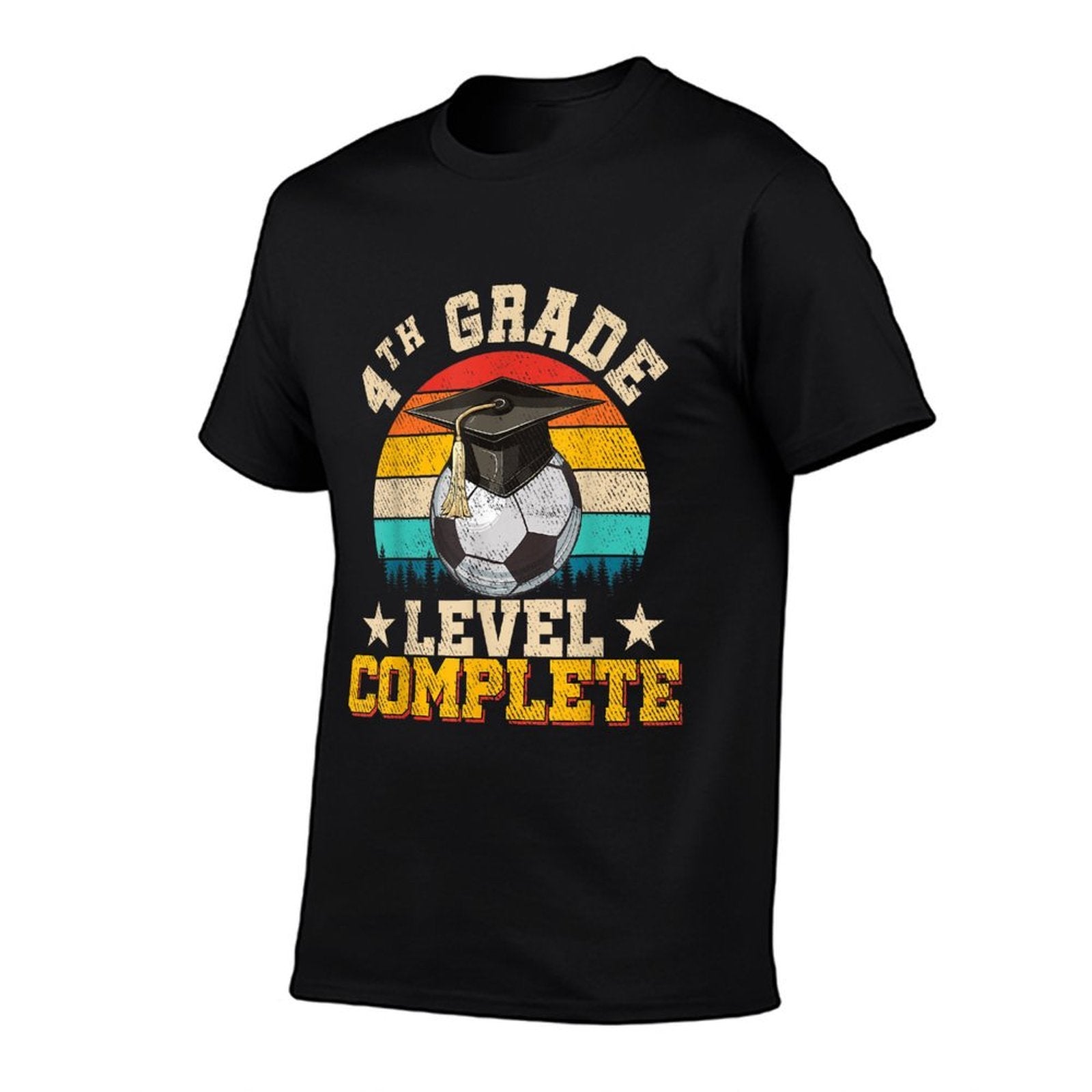 4th Grade Level Complete Soccer Boy Girl Last Day Of School  Fade-proof Color T-Shirt