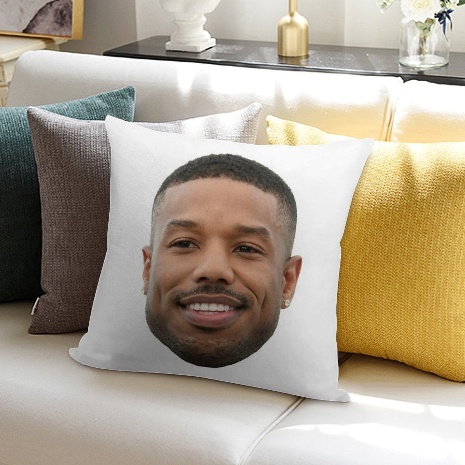 Michael B Jordan Heads Soft Style Accent Throw Pillow