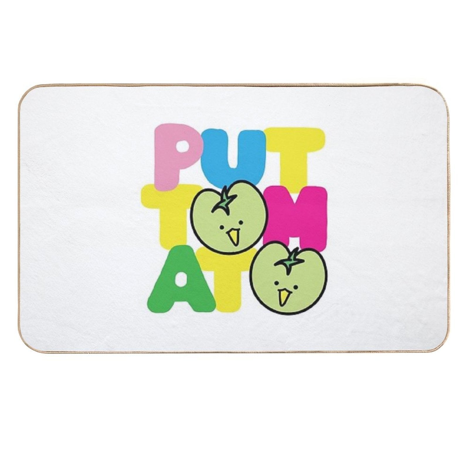 Kawaii Green Tomato Mascot No. 2  Dirt-Trapping Bath Mat