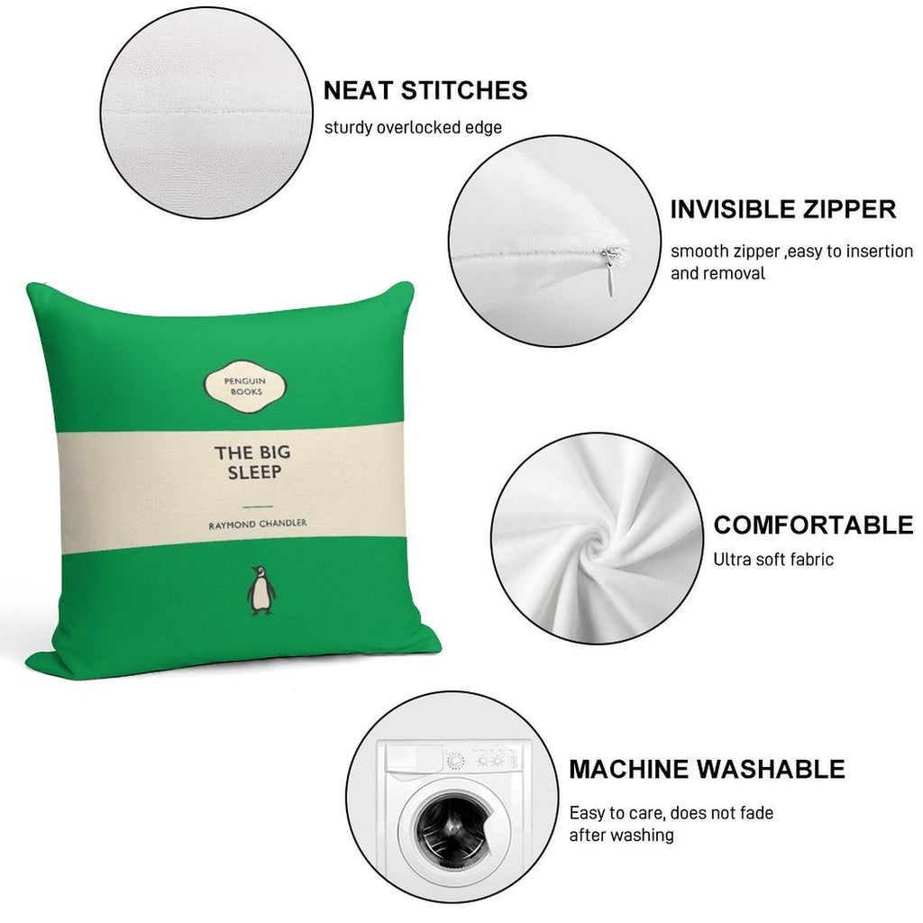 The Big Sleep Raymond Chandler Penguin Book Cover Soft Decorative Cover Throw Pillow