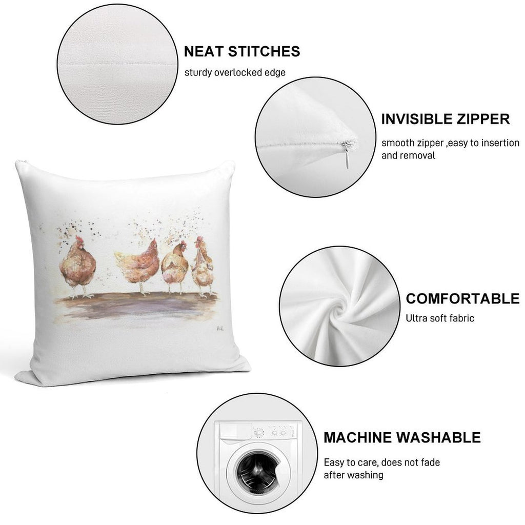 Watercolour Chickens Soft Warmth Comfort Throw Pillow
