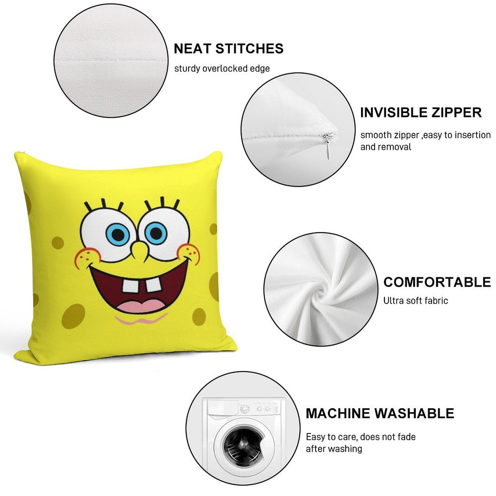 Spongebob Soft Reinforced Edging Throw Pillow