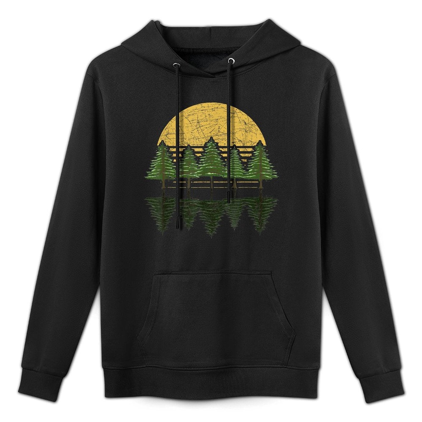 Outdoor Forest Reflection Trees Wildlife Retro Nature Kangaroo Pocket Hoodie