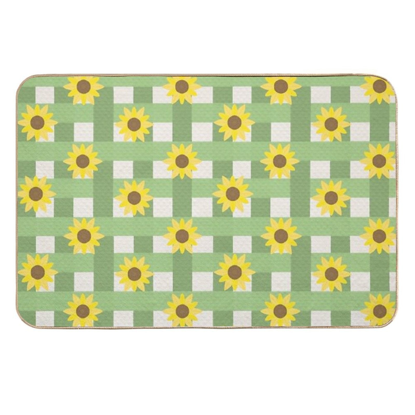 Sunflower Gingham Pattern Durable Bath Mat