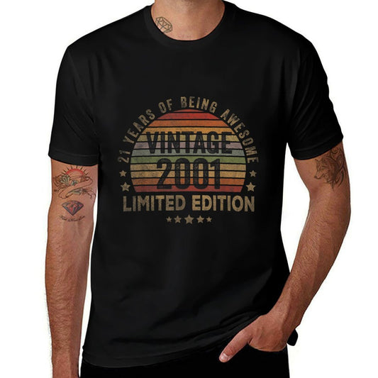 21 Year Old Gifts Vintage 2001 Limited Edition 21st Birthday  Easy-care T-Shirt