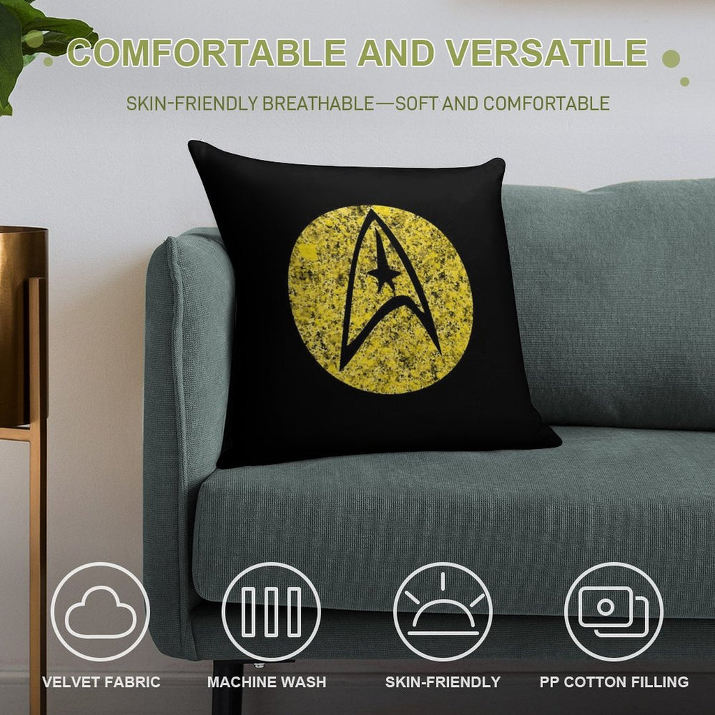 Star Trek TOS Command Gold Insignia Paint Splatter Soft Easy Maintenance Throw Pillow