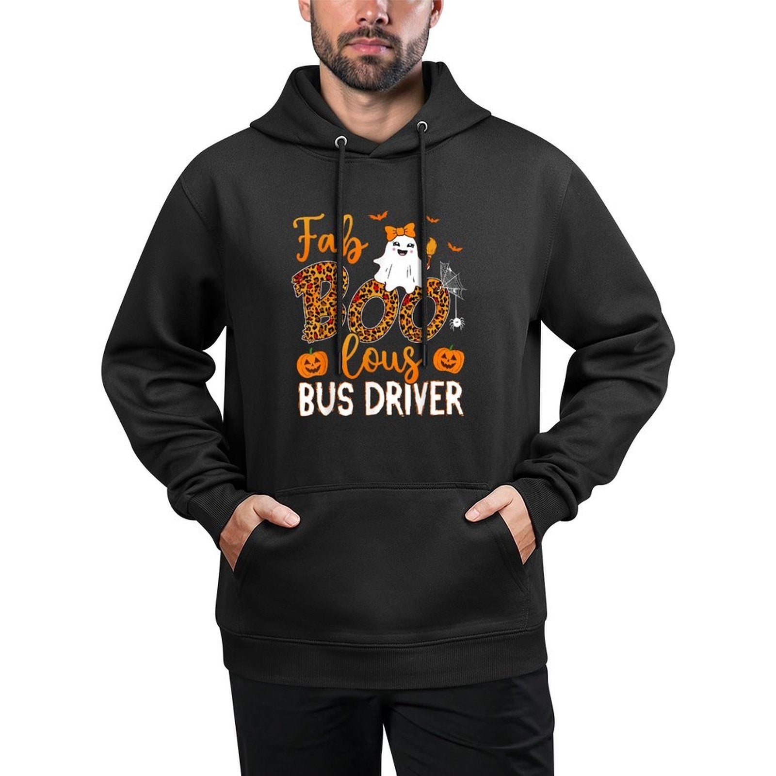 Faboolous Bus Driver Happy Halloween Pumpkin Cute Ghost Relaxed Fit Hoodie
