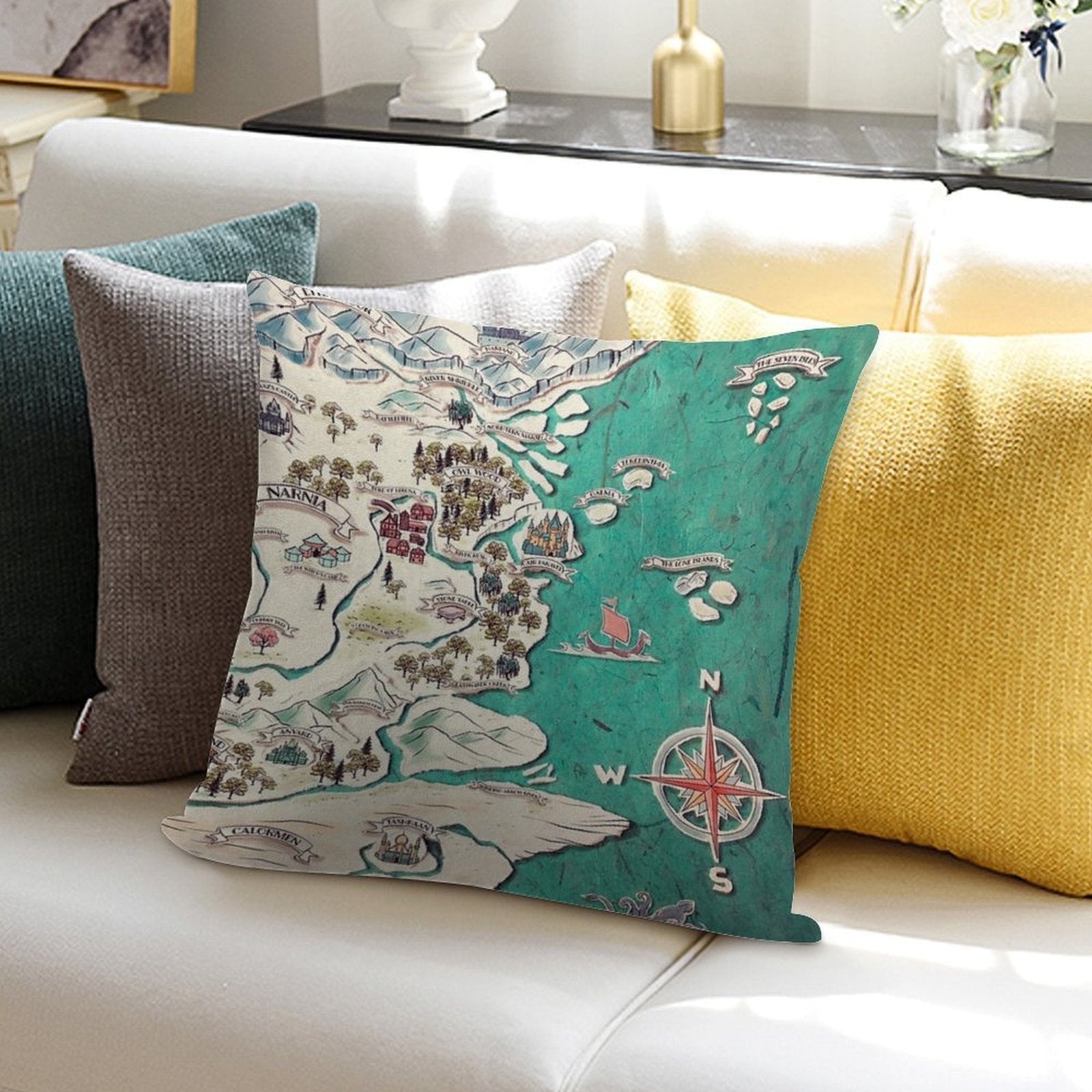 Map of Narnia Soft Fade-Resistant Throw Pillow