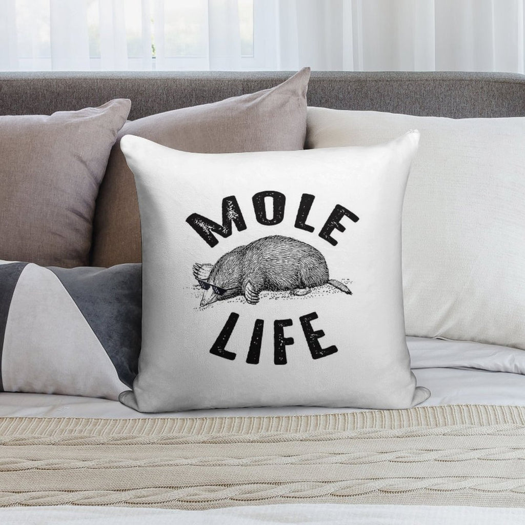 Mole Life Meme Soft Shrink-Resistant Throw Pillow