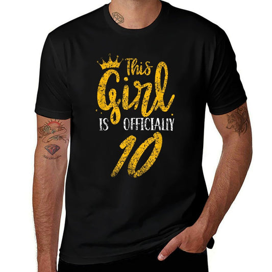 This Girl Is Officially 10 Years Birthday Old Age Her Ten  Summer-ready Fabric T-Shirt