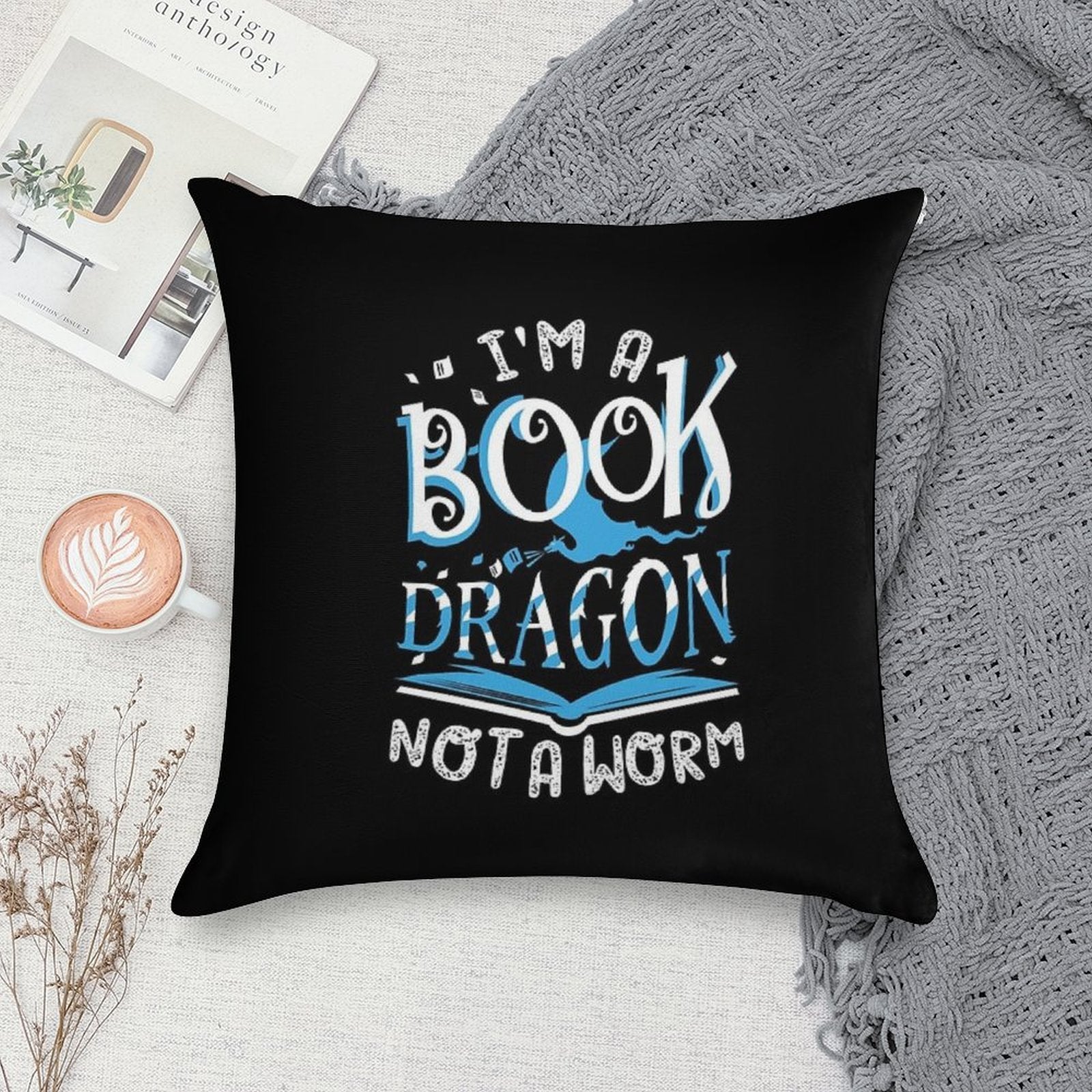 Book Dragon Soft Ultra-Soft Texture Throw Pillow